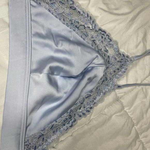 Blue Satin and Lace Bralette - Picture 2 of 4